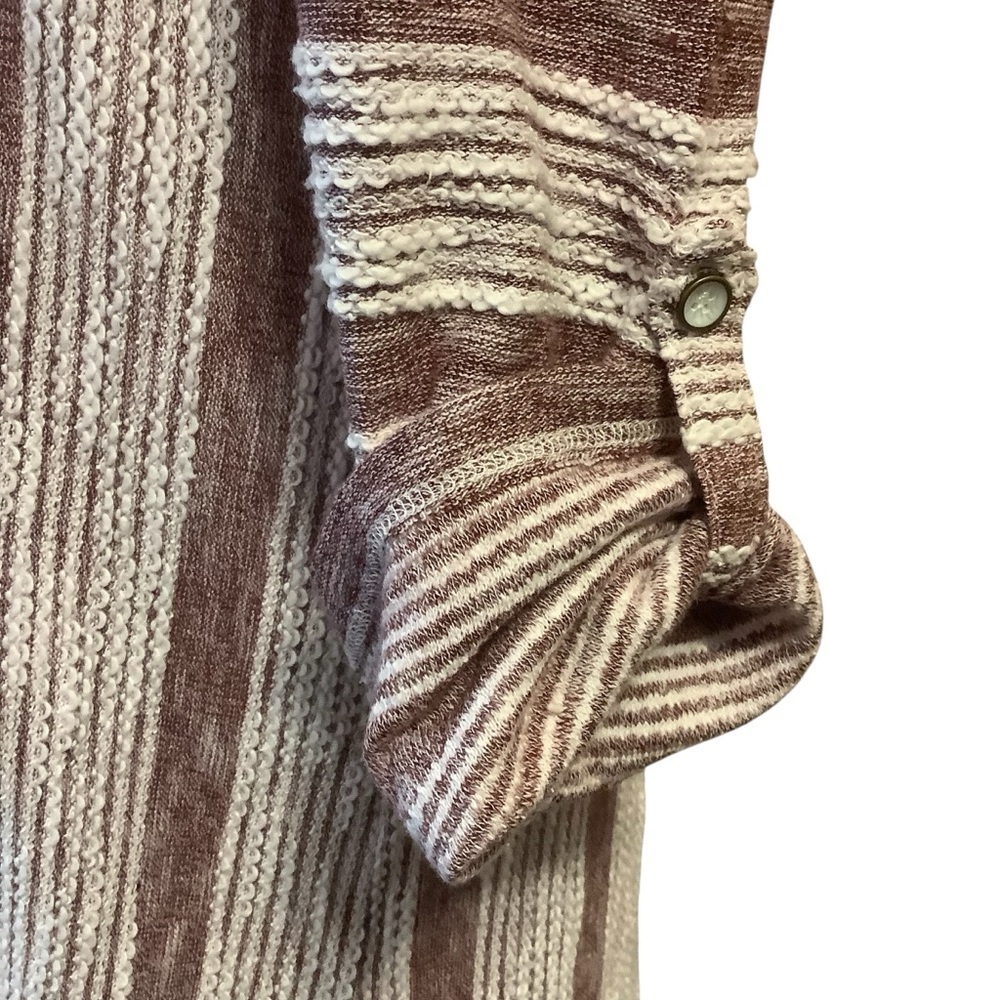 SIMPLY NOELLE PURPLE & WHITE STRIPED LONG SLEEVE HOODED SWEATER Size L/XL - Picture 7 of 15